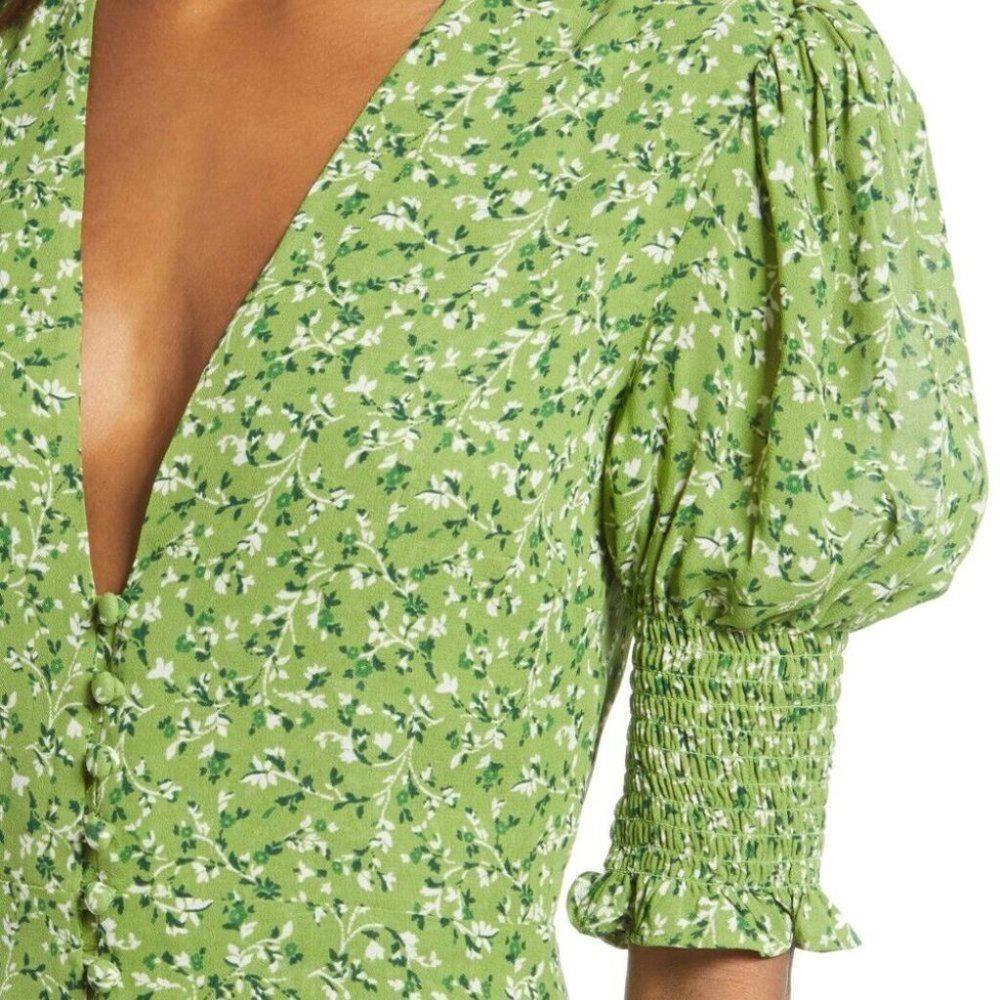 Reformation Green Floral Mini Dress - Picture 4 of 11